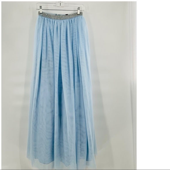 Say Yes to the Prom blue chiffon skirt maxi beaded detail size 1 - Picture 2 of 11